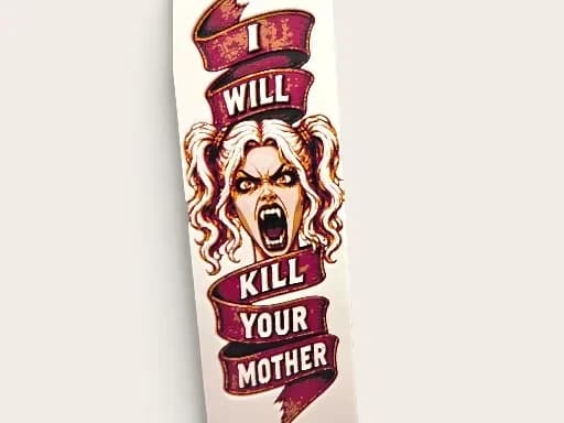 I will kill your mother DCC 50mm by 150mm bookmark I will kill your mother DCC 50mm by 150mm bookmark