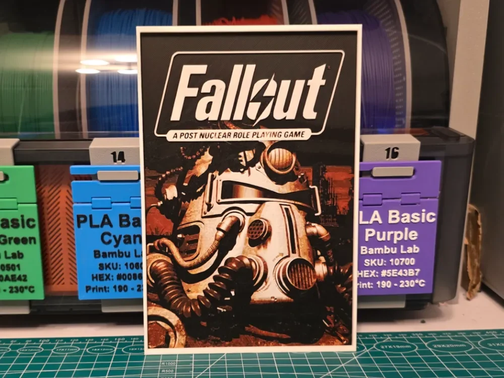 Fallout Game Poster - Hueforge Art by Lumpy3D HueForge model: Fallout Game Poster - Hueforge Art by Lumpy3D