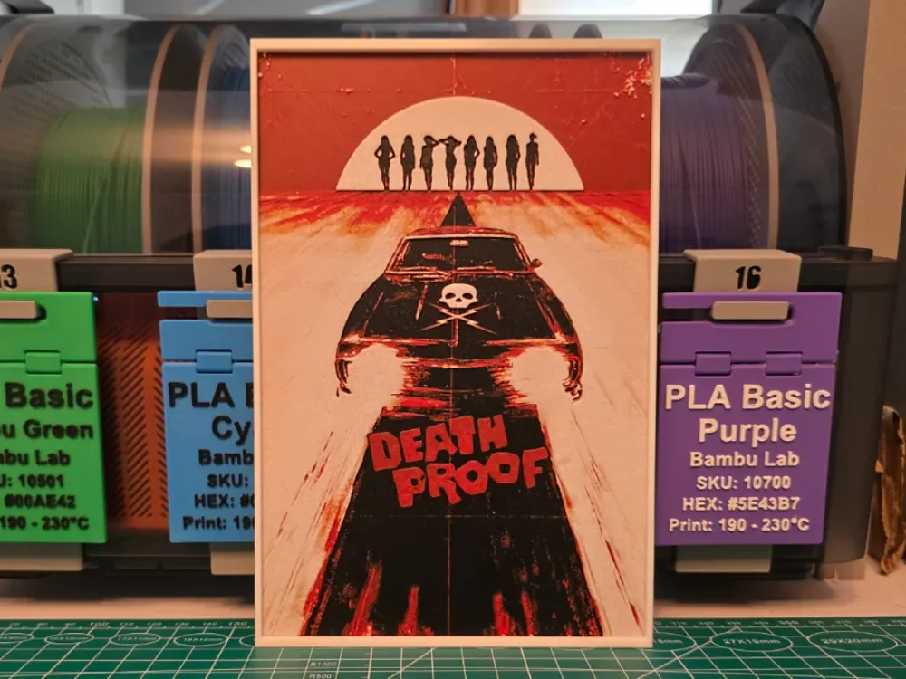 Death Proof Movie Poster -Hueforge Art by Lumpy3D HueForge model: Death Proof Movie Poster -Hueforge Art by Lumpy3D
