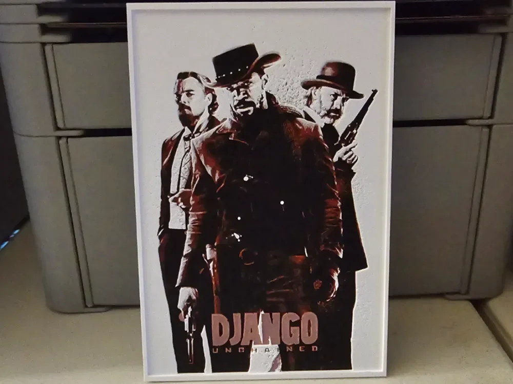Django Unchained Movie Poster - Hueforge Art by Lumpy3D HueForge model: Django Unchained Movie Poster - Hueforge Art by Lumpy3D