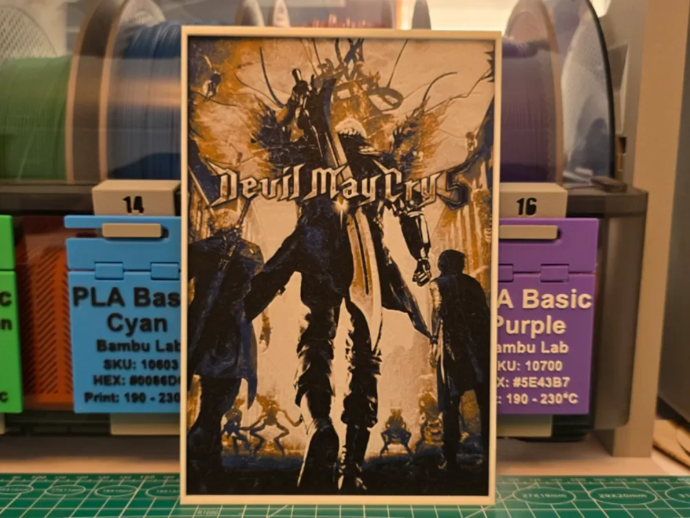 Devil May Cry 5 Poster - Hueforge Art by Lumpy3D HueForge model: Devil May Cry 5 Poster - Hueforge Art by Lumpy3D
