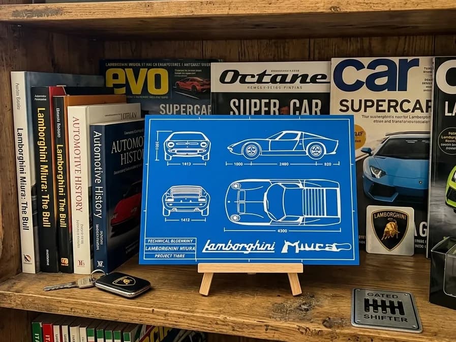 Lamborghini Miura - Blueprint by keko HueForge model: Lamborghini Miura - Blueprint by keko