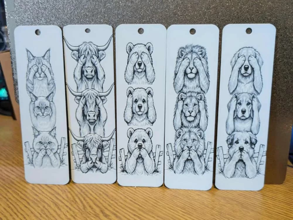 3 wise animal bookmarks - no hear no see no speak by 3dGlow HueForge model: 3 wise animal bookmarks - no hear no see no speak by 3dGlow