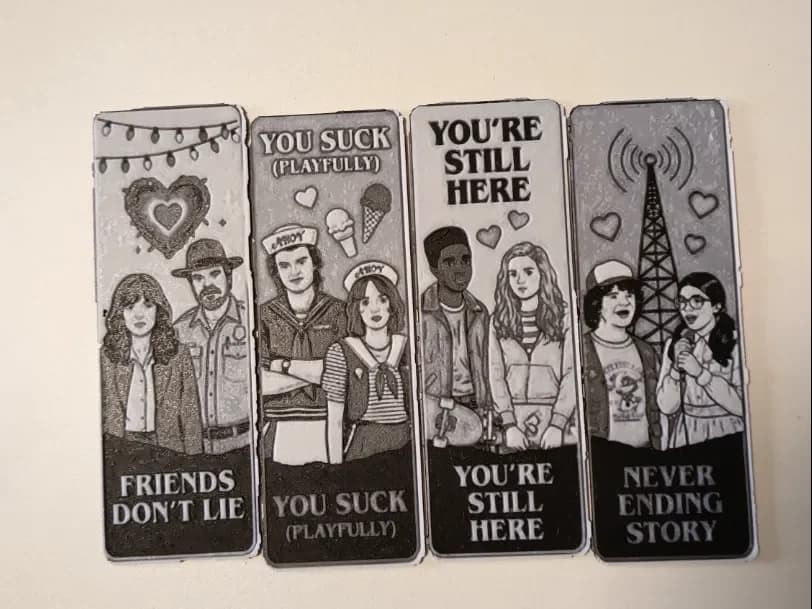 Stranger Thing Bookmark Set by 3DNesy HueForge model: Stranger Thing Bookmark Set by 3DNesy