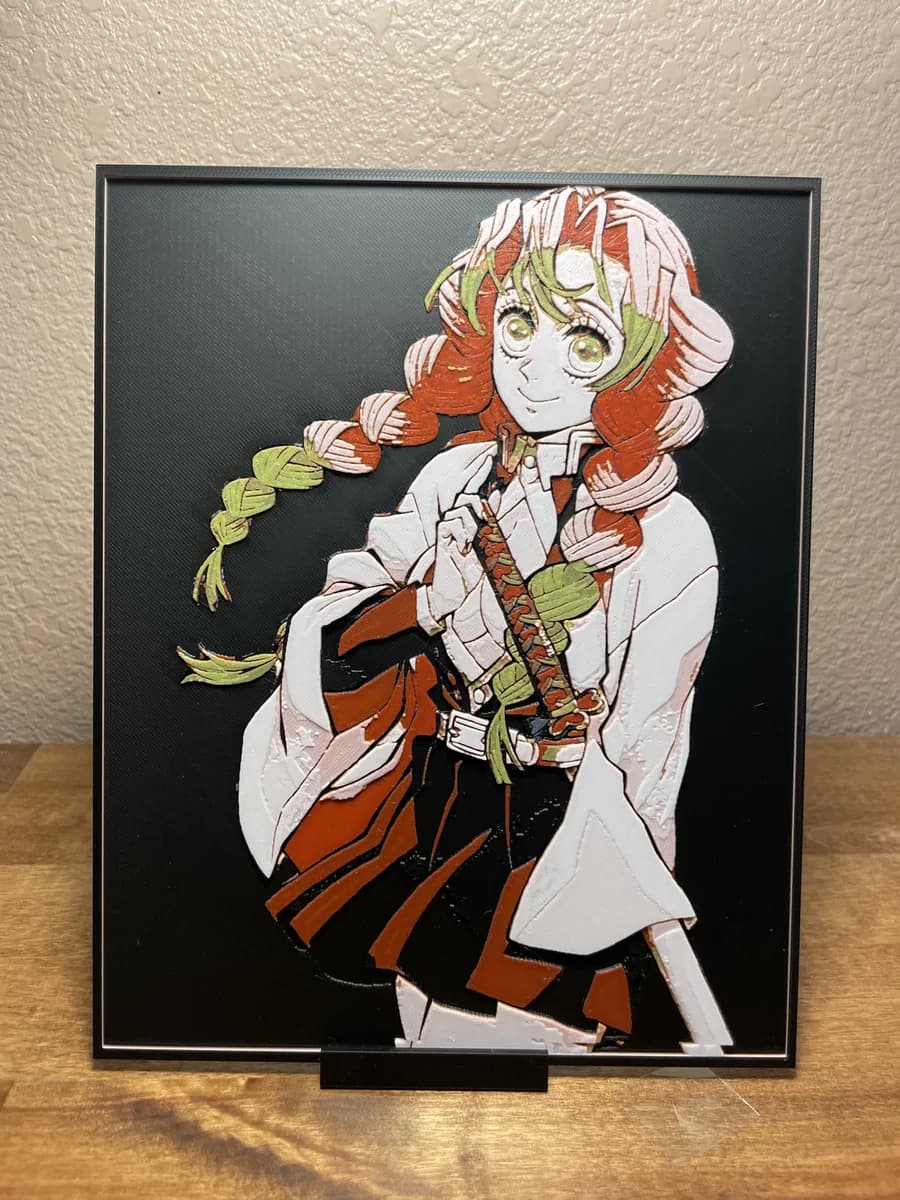 Demon Slayer - Mitsuri (with Green) by Cloudy Nostalgia HueForge model: Demon Slayer - Mitsuri (with Green) by Cloudy Nostalgia