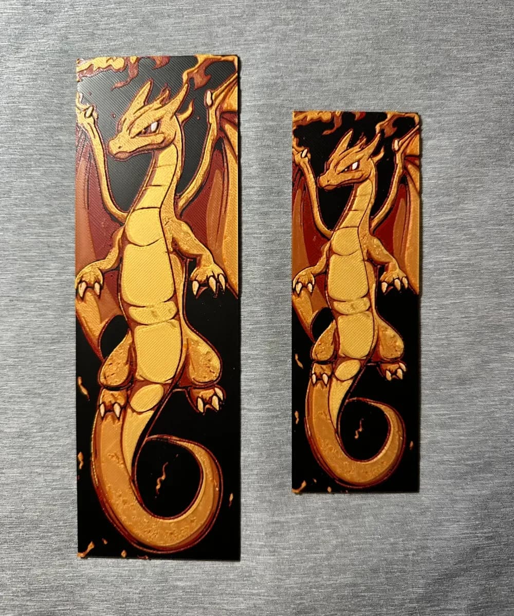 HueForge model: Charizard Hueforge Bookmark 2 - 2 sizes by Hey Ben