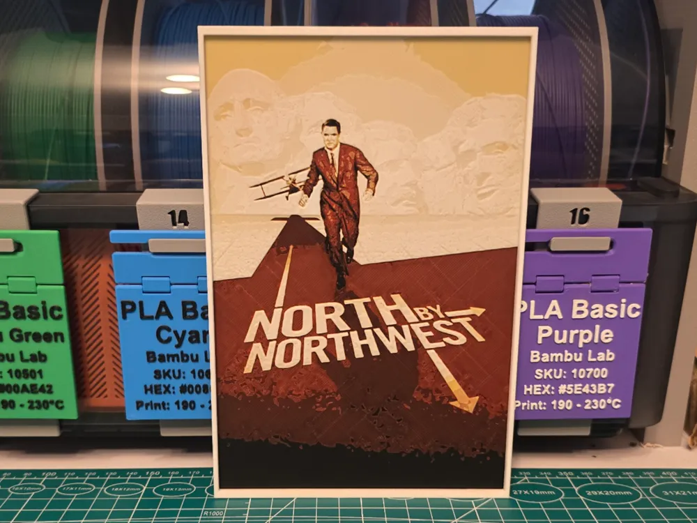North by Northwest Movie Poster - Hueforge Art by Lumpy3D HueForge model: North by Northwest Movie Poster - Hueforge Art by Lumpy3D