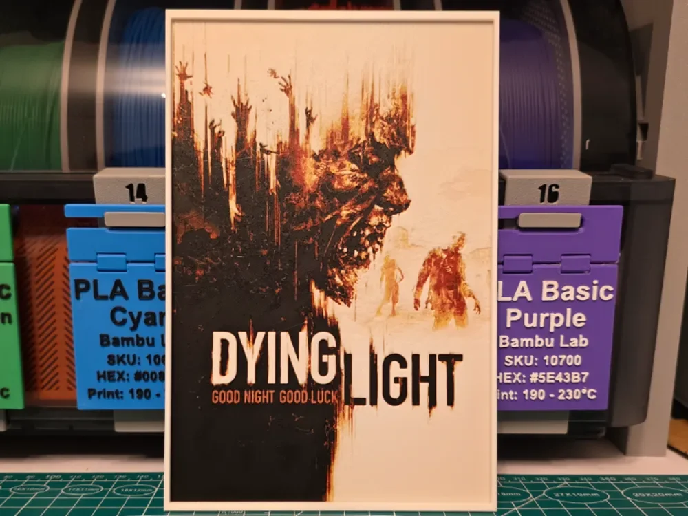 Dying Light Poster - Hueforge Art by Lumpy3D HueForge model: Dying Light Poster - Hueforge Art by Lumpy3D