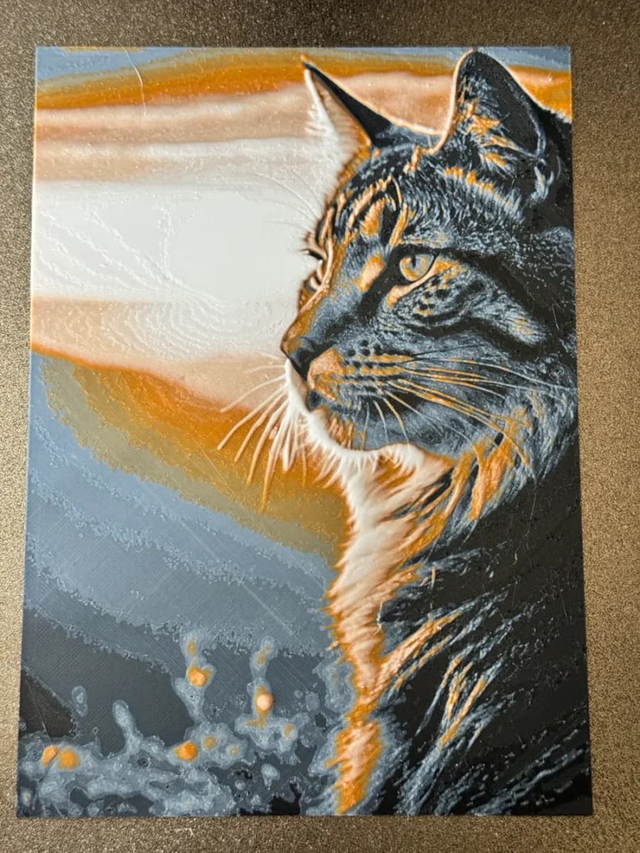 Sunset Cat - HueForge Print by cyanidesugar HueForge model: Sunset Cat - HueForge Print by cyanidesugar