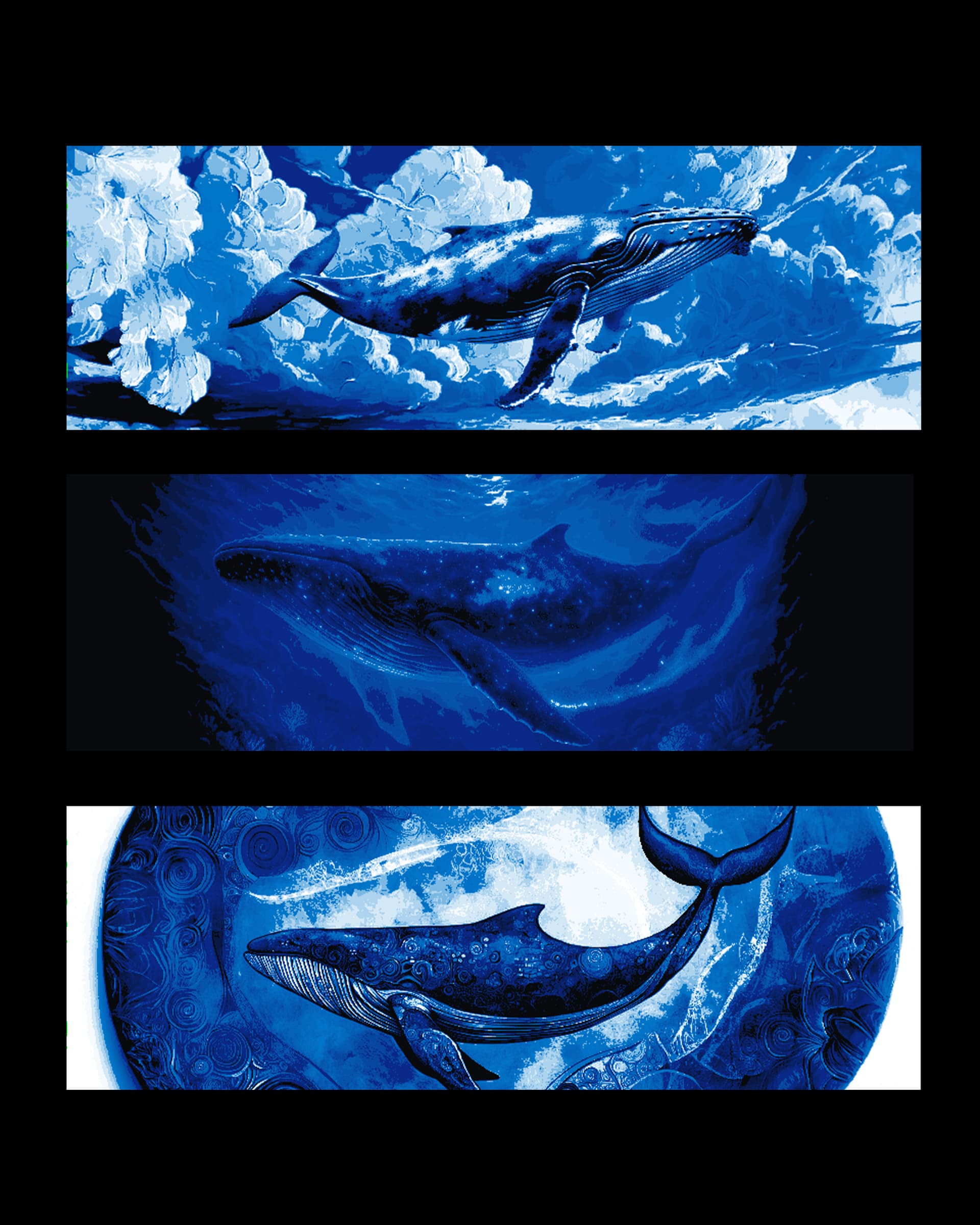 Set of Bookmarks - Artistic views of Whales beyond the sea - Hueforge by BooneCo3d HueForge model: Set of Bookmarks - Artistic views of Whales beyond the sea - Hueforge by BooneCo3d