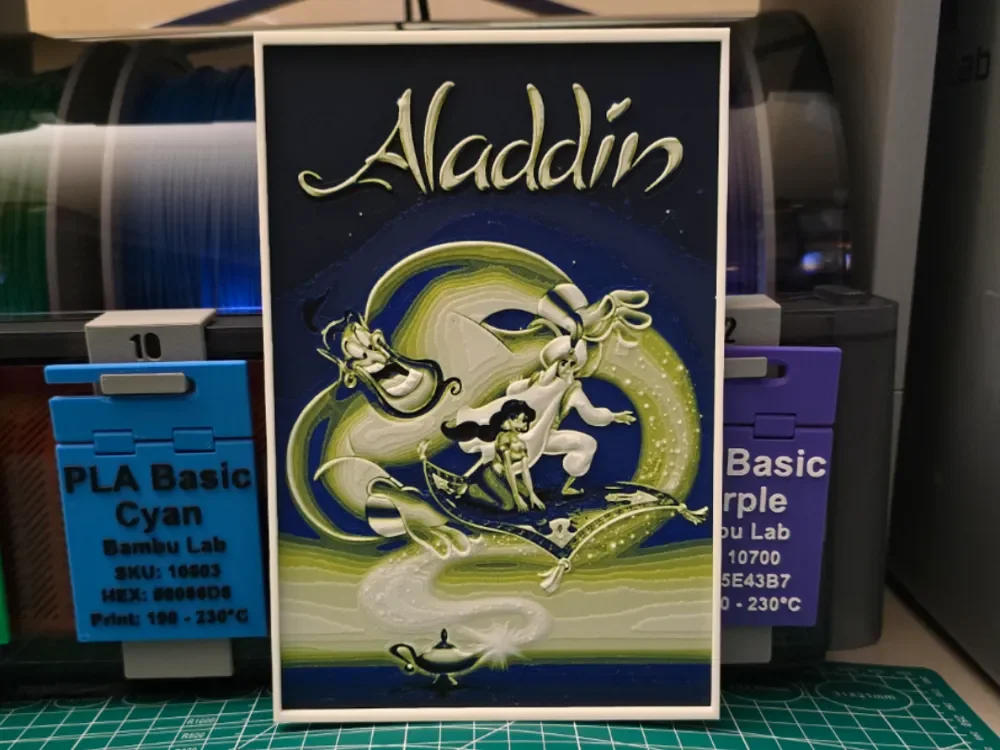 Aladdin Movie Poster - Hueforge Art by Lumpy3D HueForge model: Aladdin Movie Poster - Hueforge Art by Lumpy3D