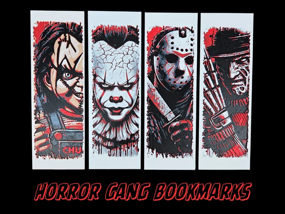 Horror Gang Bookmarks by BusyKikiBee HueForge model: Horror Gang Bookmarks by BusyKikiBee