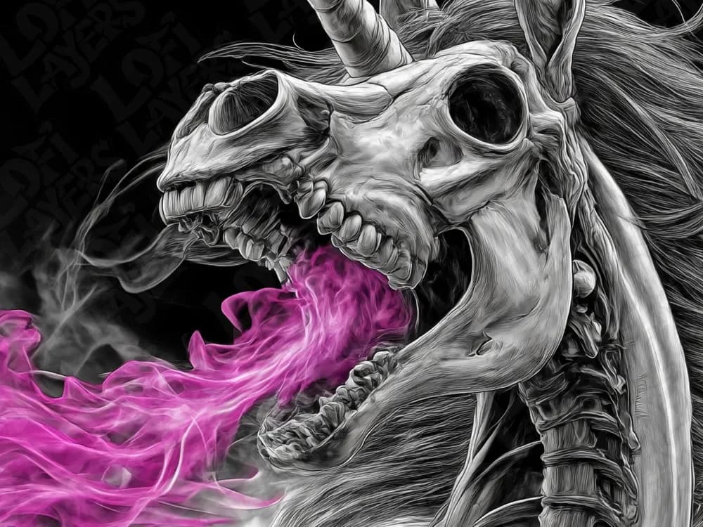 Skellington Unicorn Hueforge by LoFi Layers HueForge model: Skellington Unicorn Hueforge by LoFi Layers