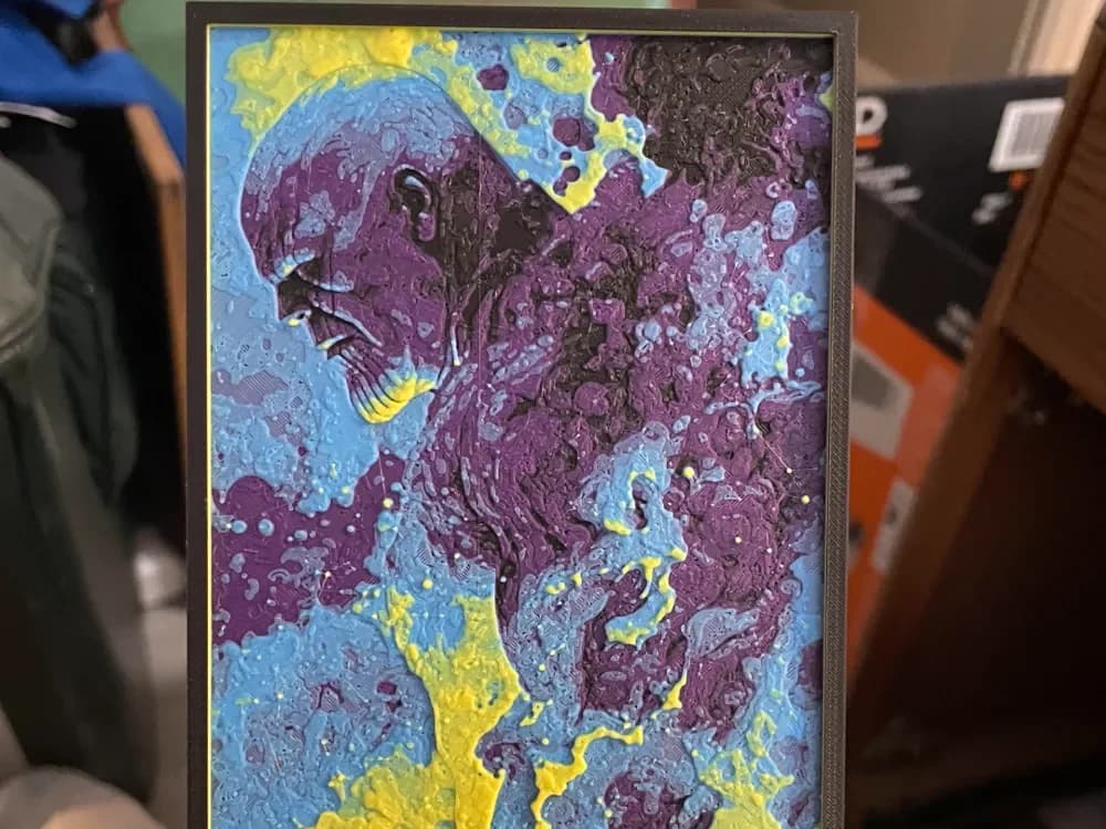 Thanos on Fire Hueforge by Advancedtechworldwide HueForge model: Thanos on Fire Hueforge by Advancedtechworldwide