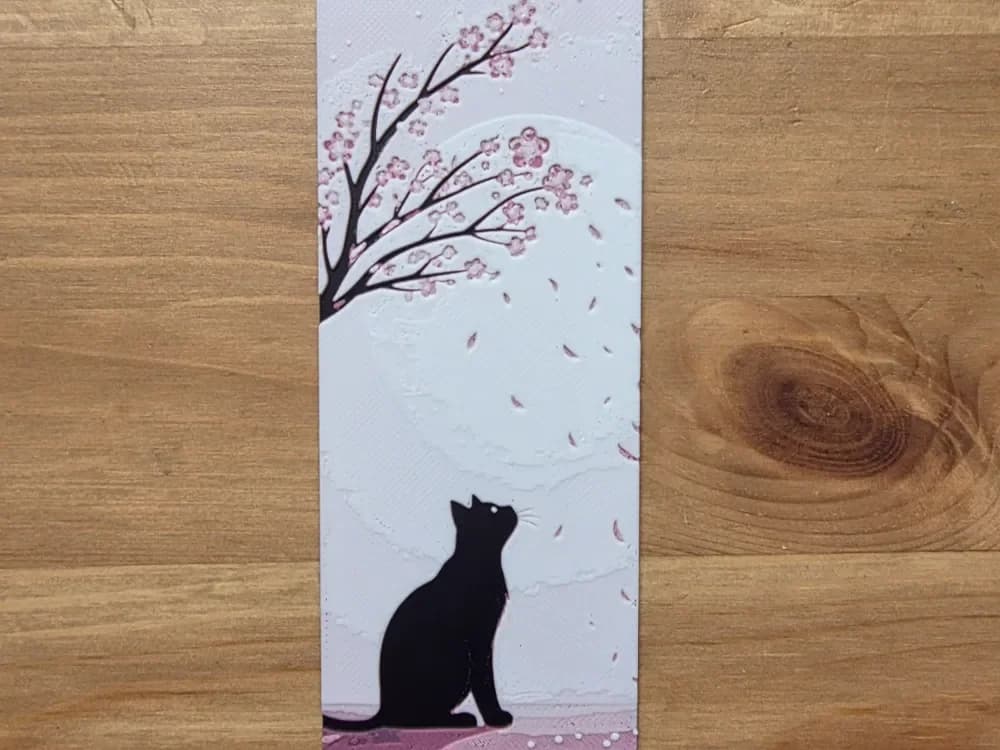 Cat And Bird Bookmark by Morganja HueForge model: Cat And Bird Bookmark by Morganja