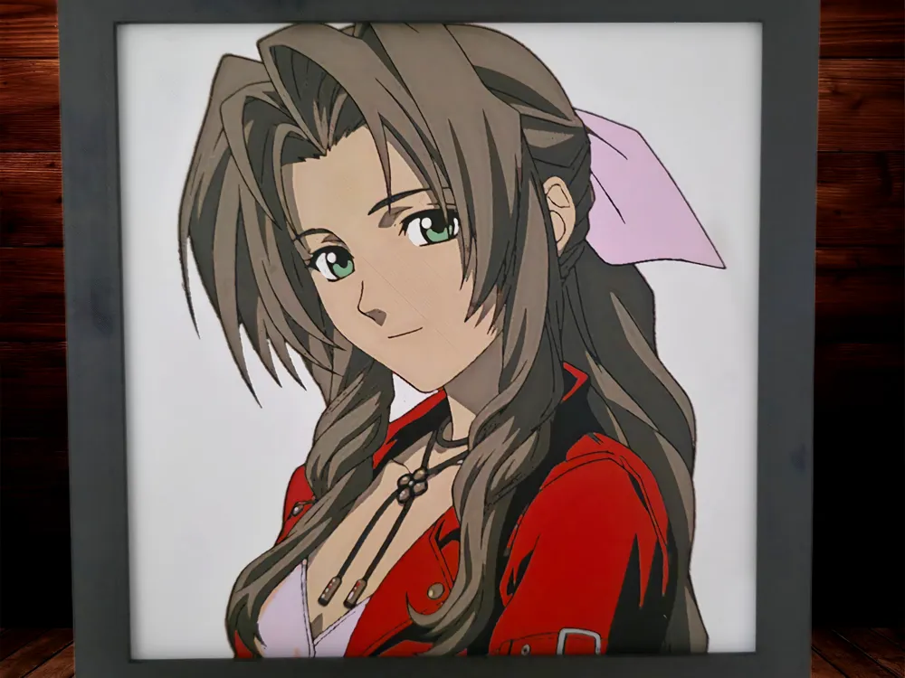 Aerith - Final Fantasy 7 Set by Side Quest Hues HueForge model: Aerith - Final Fantasy 7 Set by Side Quest Hues