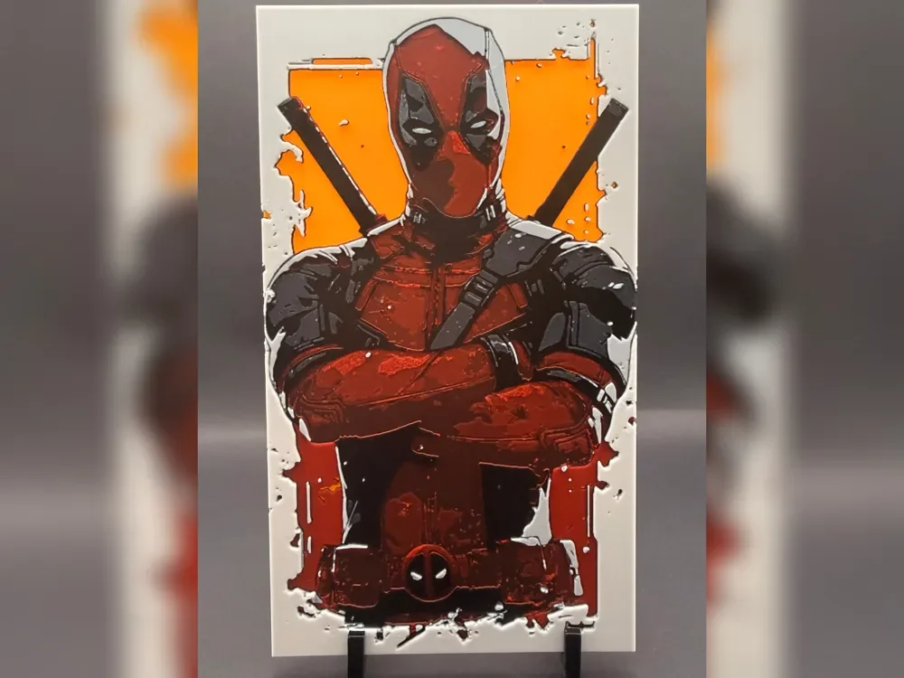 Deadpool: Armed and Unimpressed HueForge Print Deadpool: Armed and Unimpressed HueForge Print