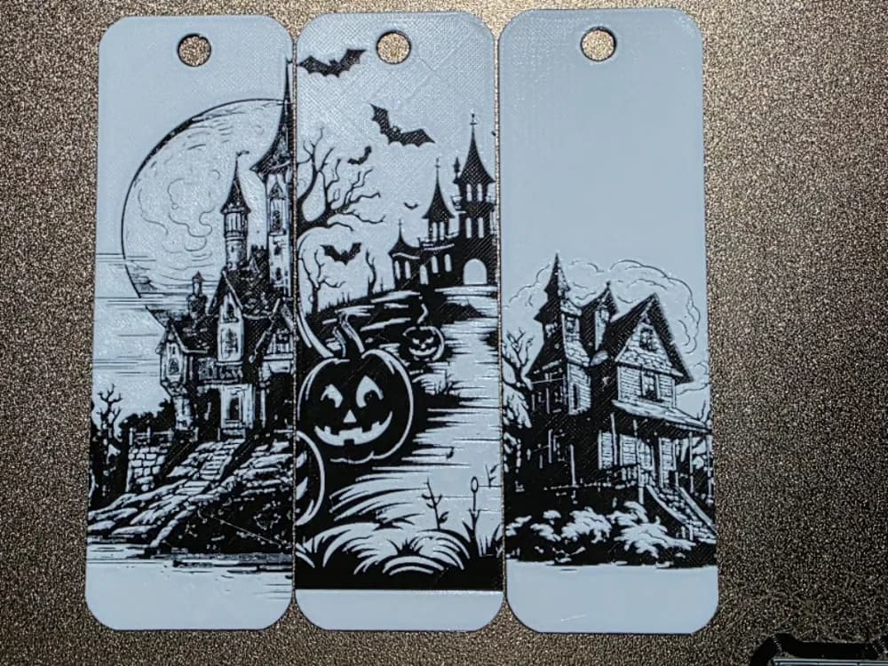 Haunted Houses Huesforge Bookmarks set #1 set of 3 by AirMechDesigns HueForge model: Haunted Houses Huesforge Bookmarks set #1 set of 3 by AirMechDesigns