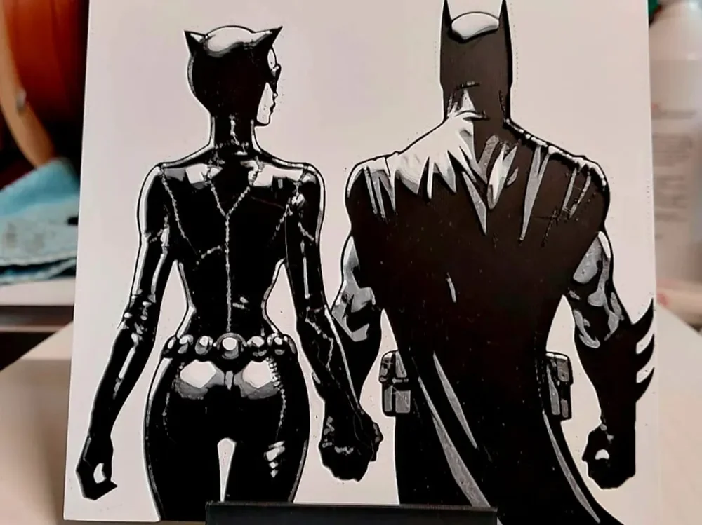 Batman and Catwoman by Mano's 3d_Art HueForge model: Batman and Catwoman by Mano's 3d_Art