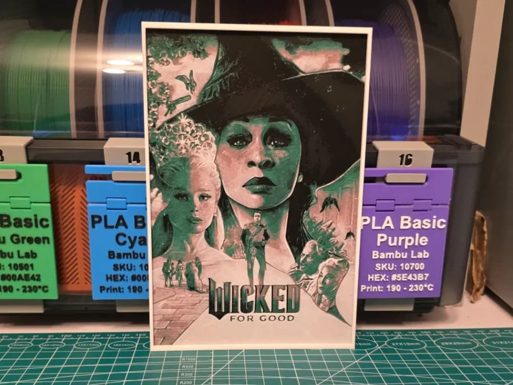 Wicked: For Good Movie Poster - Huefroge Art by Lumpy3D HueForge model: Wicked: For Good Movie Poster - Huefroge Art by Lumpy3D
