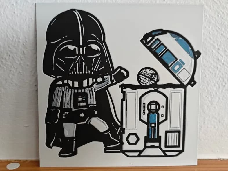 Hueforge Darth Vader and R2D2 by Litolunar HueForge model: Hueforge Darth Vader and R2D2 by Litolunar