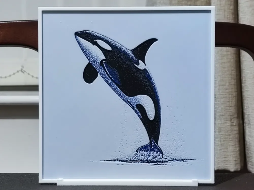 HueForge model: Dot Matrix Orca - HueForge 3 Color by BoDad