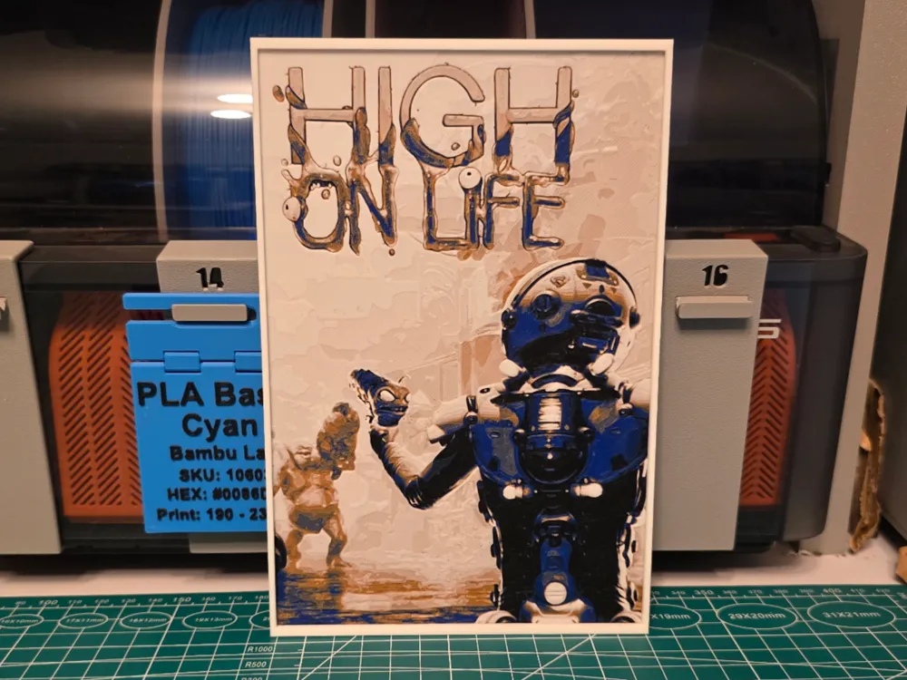 High on Life Game Poster - Hueforge Art by Lumpy3D HueForge model: High on Life Game Poster - Hueforge Art by Lumpy3D