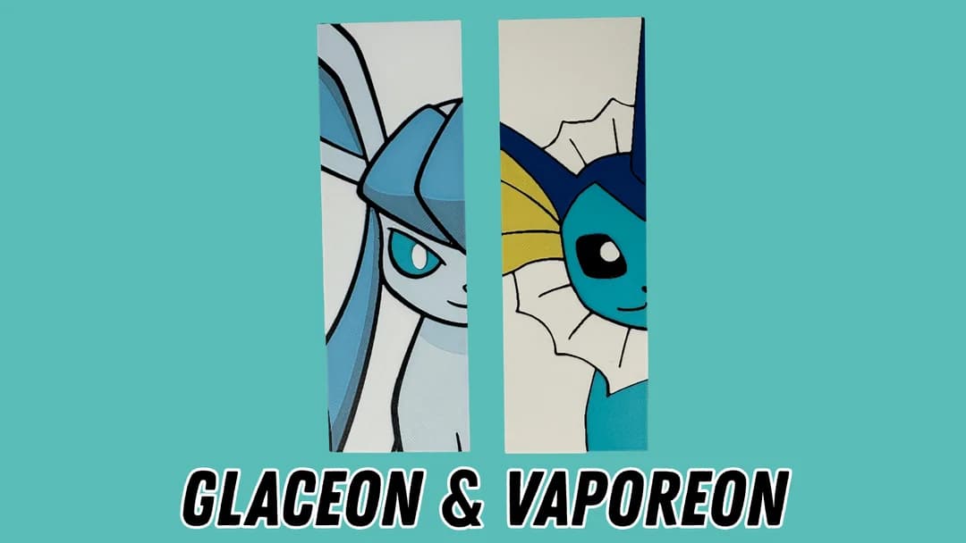 Glaceon & Vaporeon - Pokemon Face Bookmark Set Glaceon & Vaporeon - Pokemon Face Bookmark Set