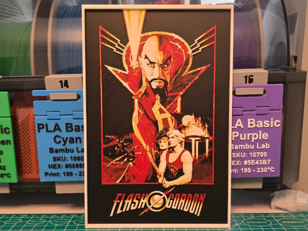 Flash Gordon Movie Poster - Hueforge Art by Lumpy3D HueForge model: Flash Gordon Movie Poster - Hueforge Art by Lumpy3D