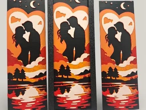 Lover's 50mm x 150mm Bookmark by MythicHue's HueForge model: Lover's 50mm x 150mm Bookmark by MythicHue's