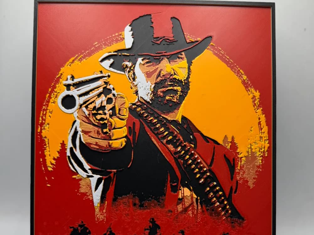Red Dead Redemption Hueforge - Red Dead 2 Cover by MonkeyForge 3D HueForge model: Red Dead Redemption Hueforge - Red Dead 2 Cover by MonkeyForge 3D