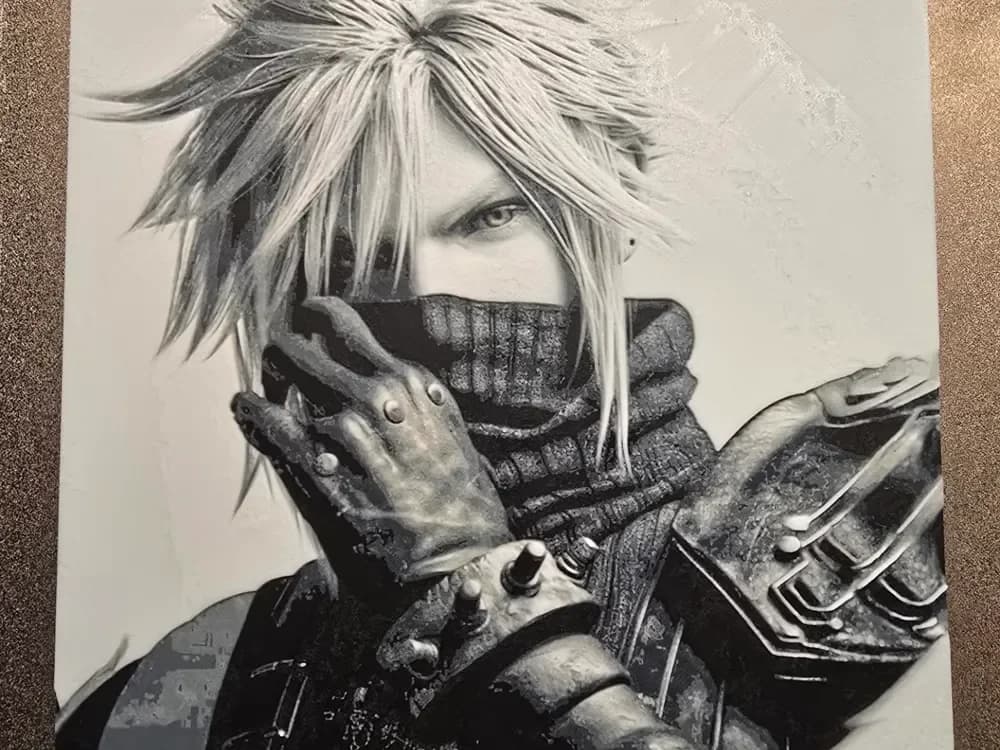 Final Fantasy 7 - Cloud Hueforge by 3D-Mentiel HueForge model: Final Fantasy 7 - Cloud Hueforge by 3D-Mentiel