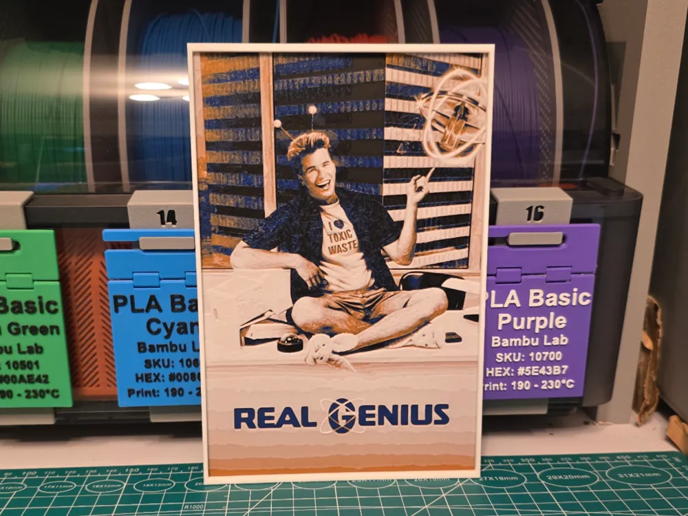 Real Genius Movie Poster - Hueforge Aart by Lumpy3D HueForge model: Real Genius Movie Poster - Hueforge Aart by Lumpy3D