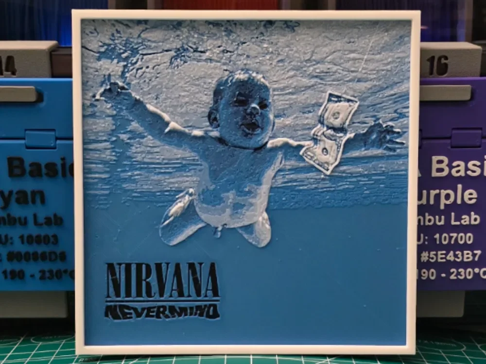 Nirvana "Nevermind" Album Poster - Hueforge Art by Lumpy3D HueForge model: Nirvana "Nevermind" Album Poster - Hueforge Art by Lumpy3D