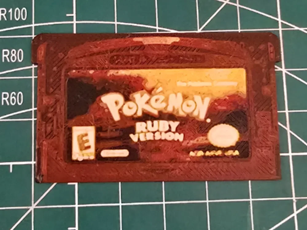 Life-Size Pokémon Ruby Cartridge - Hueforge Art by Lumpy3D HueForge model: Life-Size Pokémon Ruby Cartridge - Hueforge Art by Lumpy3D