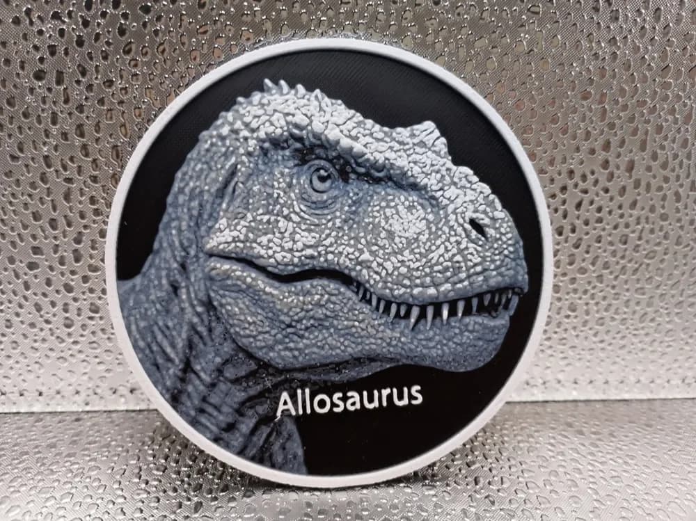 Allosaurus Coaster hueforge by Borishotch Industries HueForge model: Allosaurus Coaster hueforge by Borishotch Industries