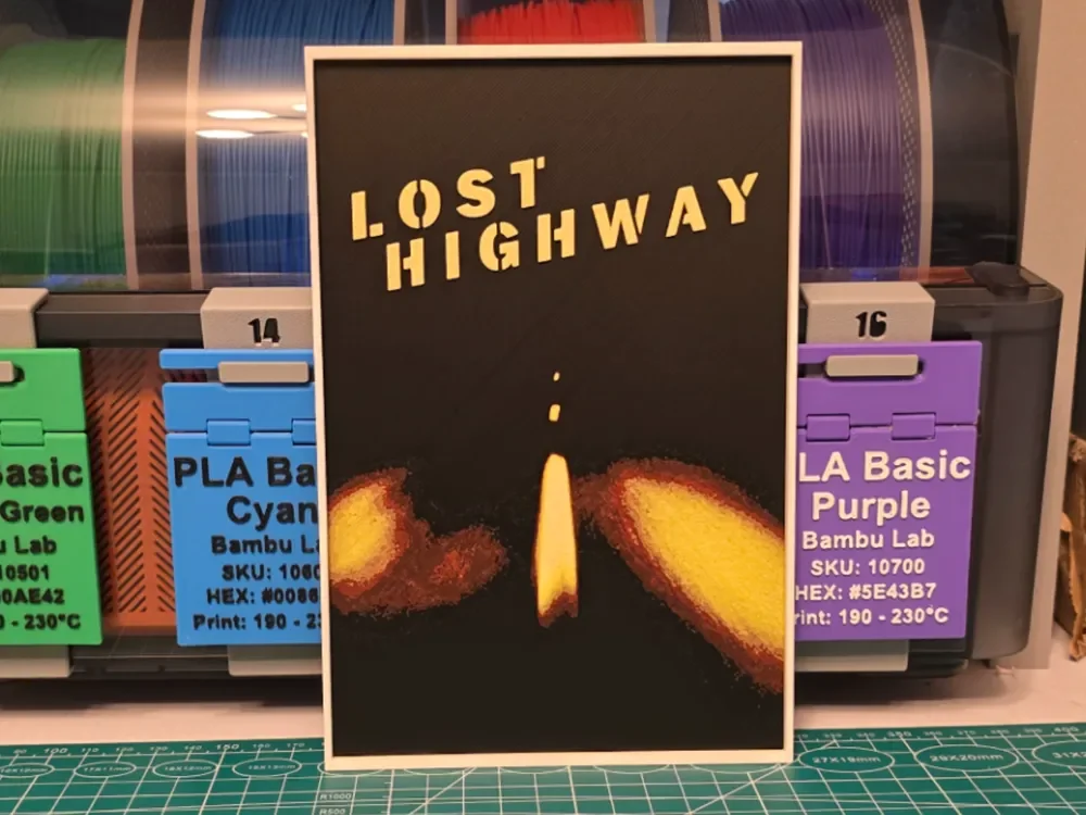 Lost Highway Movie Poster - Hueforge Art by Lumpy3D HueForge model: Lost Highway Movie Poster - Hueforge Art by Lumpy3D