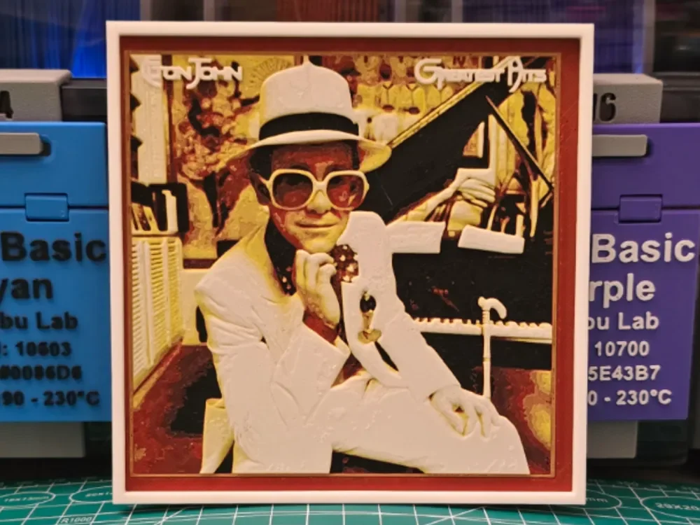 Elton John "Greatest Hits" Album - Hueforge Art by Lumpy3D HueForge model: Elton John "Greatest Hits" Album - Hueforge Art by Lumpy3D
