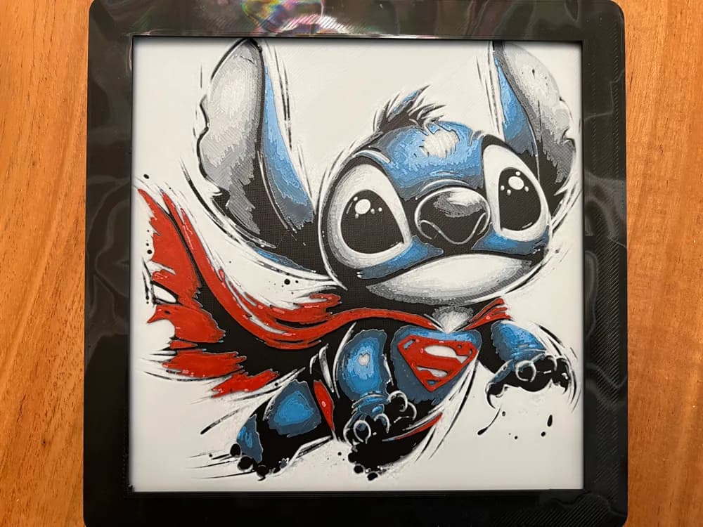Stitch Dressed as Superman by JustBe 3D Printing HueForge model: Stitch Dressed as Superman by JustBe 3D Printing