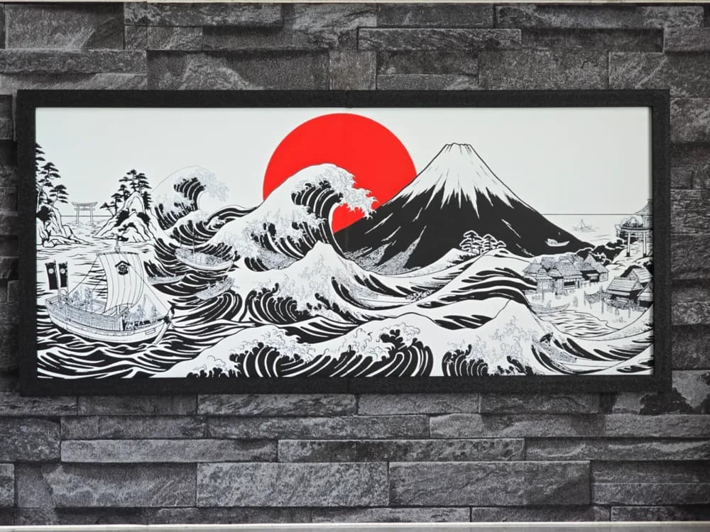 Hueforge Panoramic Kanagawa by StefBull85 HueForge model: Hueforge Panoramic Kanagawa by StefBull85
