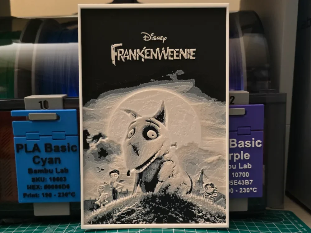 Frankenweenie Movie Poster - Hueforge Art by Lumpy3D HueForge model: Frankenweenie Movie Poster - Hueforge Art by Lumpy3D