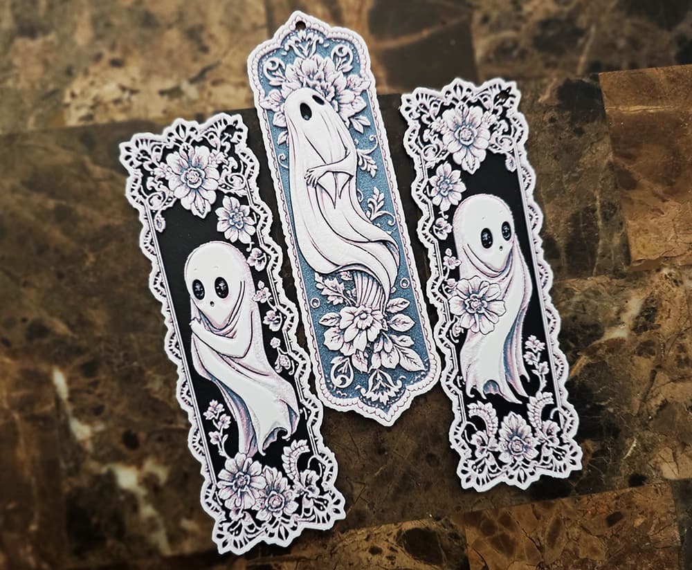 Ornate Ghost Bookmarks 3 - Hueforge - 4 Colors Ornate Ghost Bookmarks 3 - Hueforge - 4 Colors