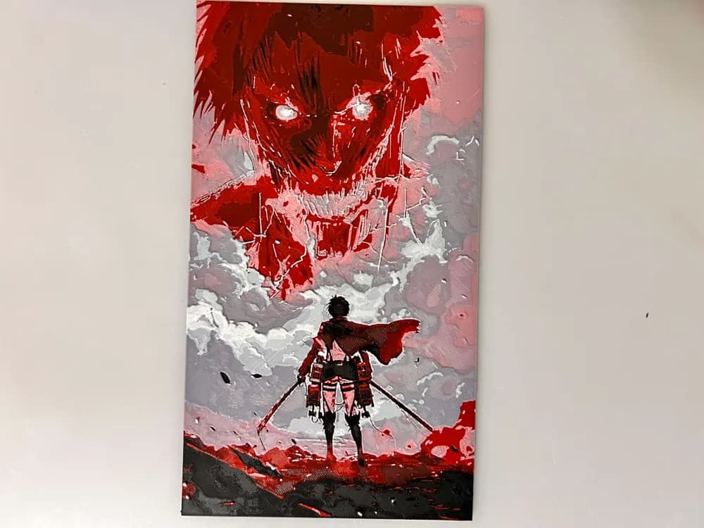 Attack on Titan - Facing Eren the Founding Titan by 3djd HueForge model: Attack on Titan - Facing Eren the Founding Titan by 3djd