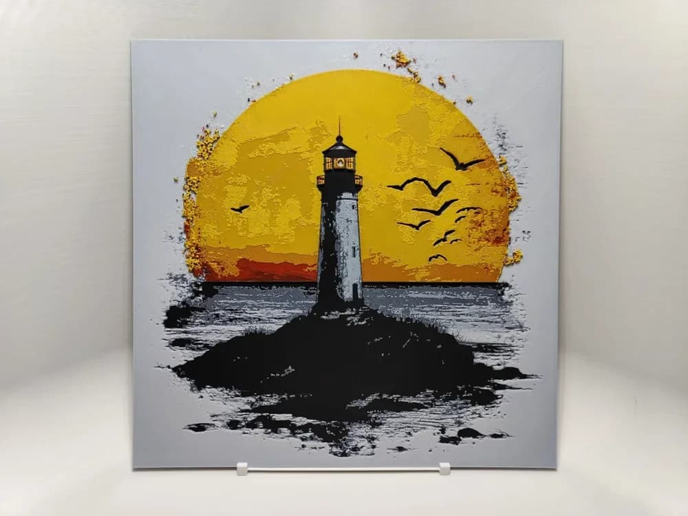 Lighthouse at Sunset - Hueforge by BeaN HueForge model: Lighthouse at Sunset - Hueforge by BeaN