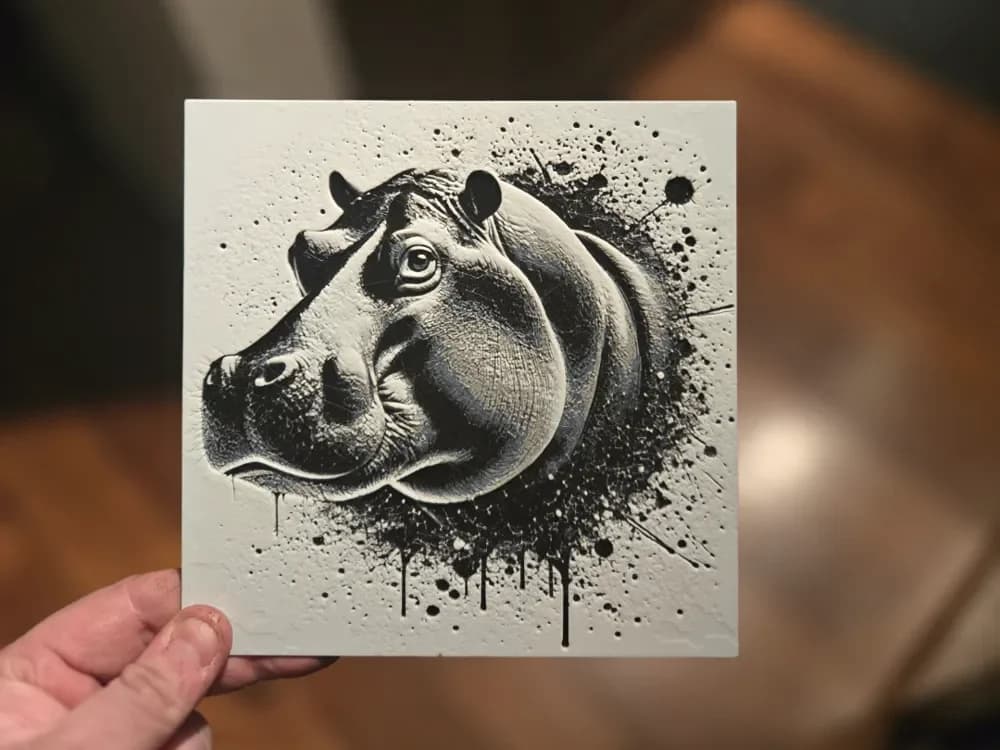 Graffiti Hippo Hueforge by 3Ree Printing HueForge model: Graffiti Hippo Hueforge by 3Ree Printing
