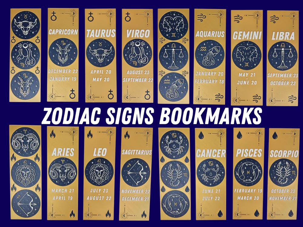 Zodiac Signs Bookmarks by BusyKikiBee HueForge model: Zodiac Signs Bookmarks by BusyKikiBee