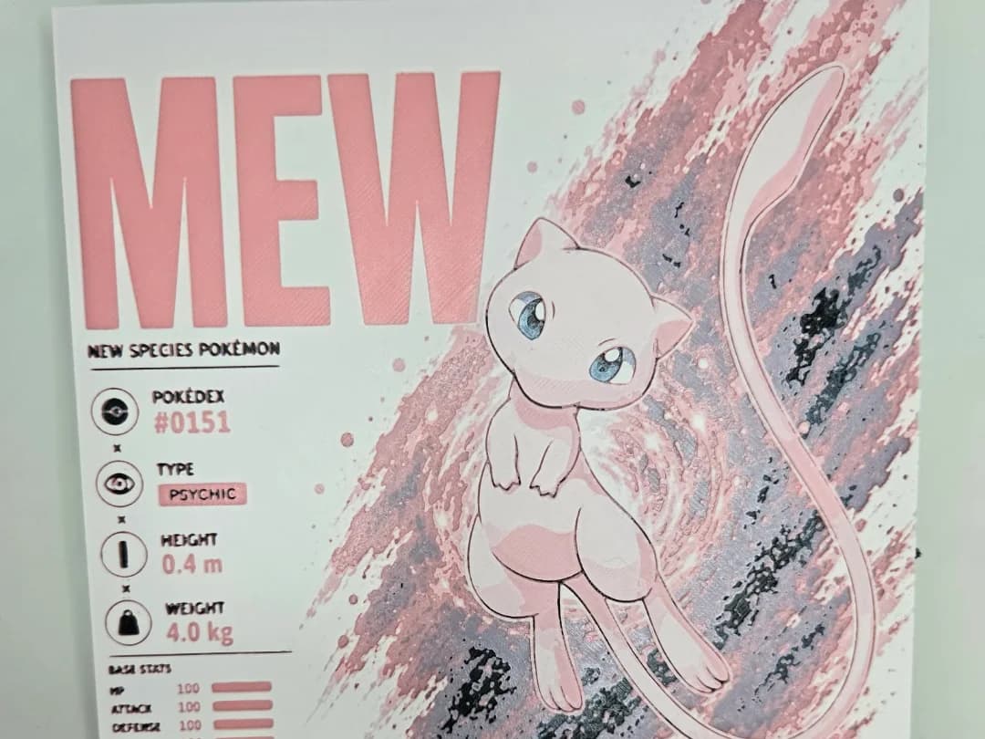 Mew Infographic Hueforge by 3Ree Printing HueForge model: Mew Infographic Hueforge by 3Ree Printing