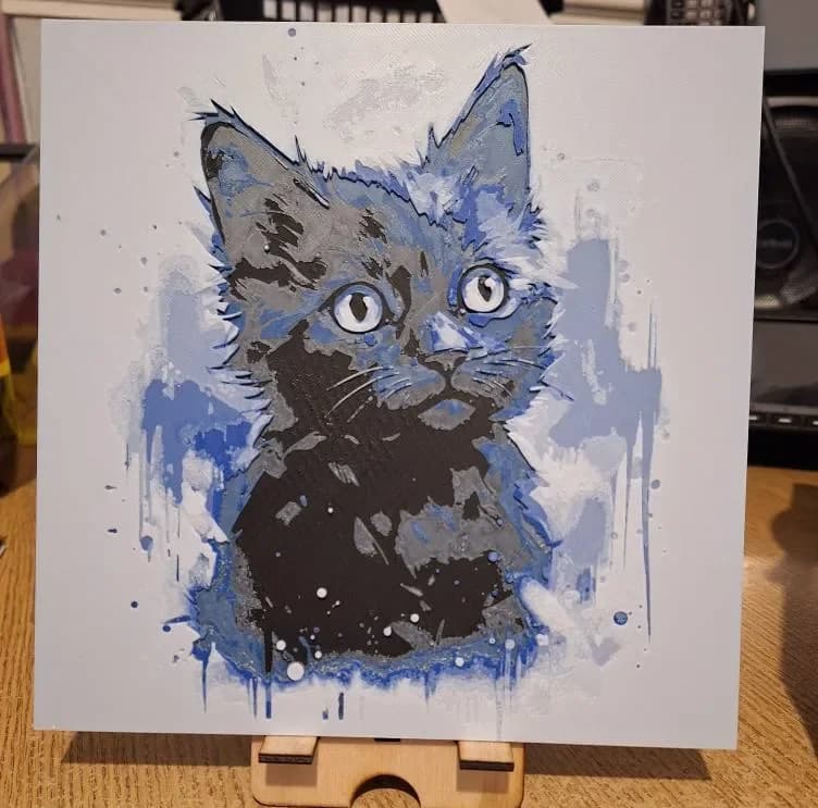 Kitten hueforge 20cmx20cm by 3dGlow HueForge model: Kitten hueforge 20cmx20cm by 3dGlow