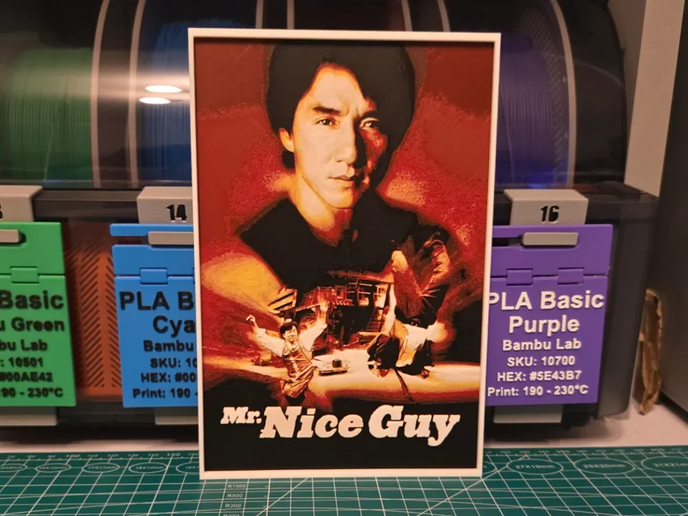 Mr. Nice Guy Movie Poster - Hueforge Art by Lumpy3D HueForge model: Mr. Nice Guy Movie Poster - Hueforge Art by Lumpy3D