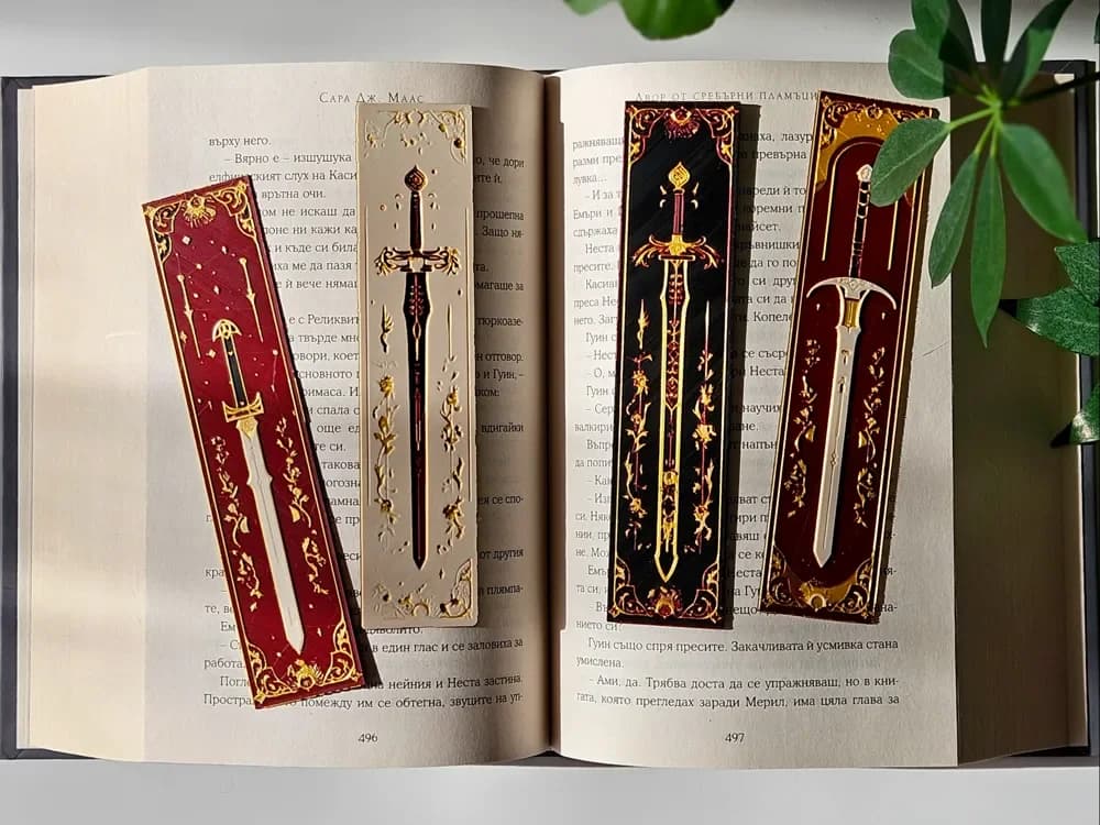 Elven Blades - Bookmark Set by C3D HueForge model: Elven Blades - Bookmark Set by C3D